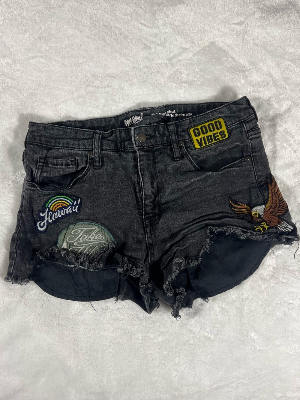 Mossimo High Rise Patch Denim Shorts